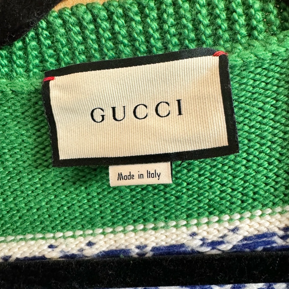 Green and white stripped Gucci sweater